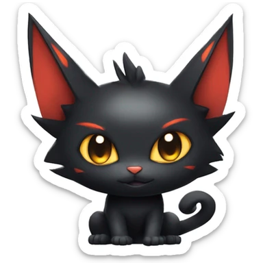 Cool Cute Edgy Black Dark Chibi Cat-Noibat-Noivern-Litten-Pokémon-Fakémon-hybrid sticker