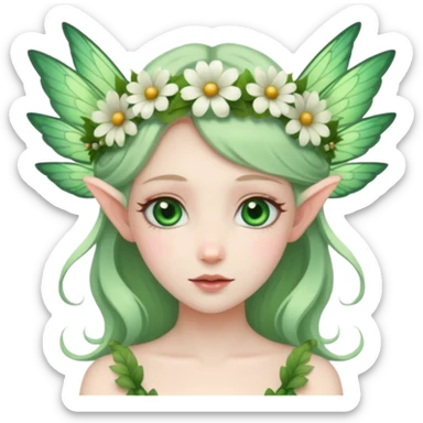 Fairy with wings flower crown on head sticker