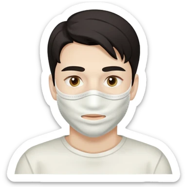 man with white clay face mask on sticker