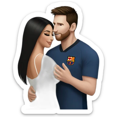 Messi giving a hug to Kim kardashian sticker