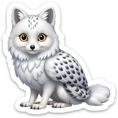Arctic-Fox-Snow-Leopard-Snowshoe-Hare-Snowy-Owl-hybrid, full body  sticker