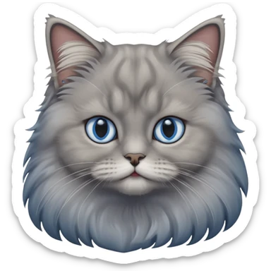 A cat which is a brittish longhair whit is gray color and hes eyes are blue sticker