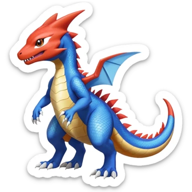Garchomp-Veemon-Charmeleon-Digimon-Latias-Peppercat-Pokémon-Flamedramon-fusion-animal-hybrid-creature, Full body  sticker