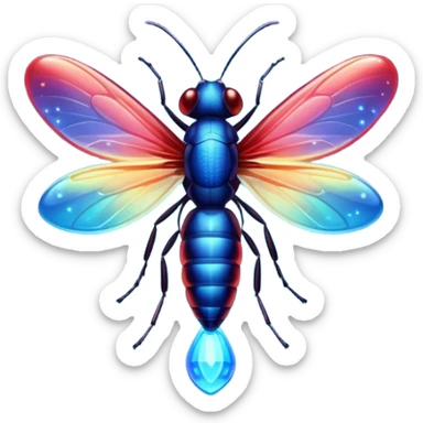 glitter red and blue firefly sticker