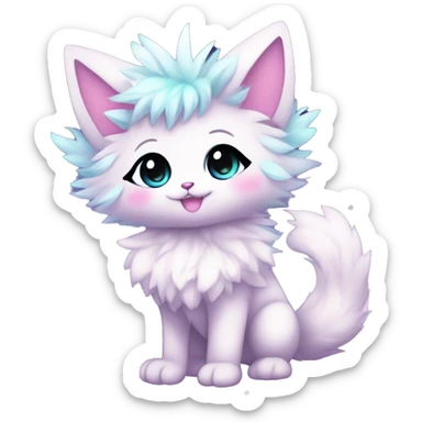 Anthro Cute Fluffy Gorgeous Magical Petite Shiny Colorful Pastel Glitter Sparkle Stars Anime Chibi Fantasy-Animal-Fakémon-Pokémon-Hybrid Fur Sona Aesthetic Trending Style Full Body sticker