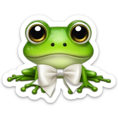 frog with a white bow on the head sticker