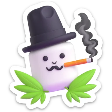 marshmallow gangster smoking weed sticker