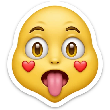 The yellow face emoji with hearted eyes and sticking out the tongue that looks like its drooling sticker