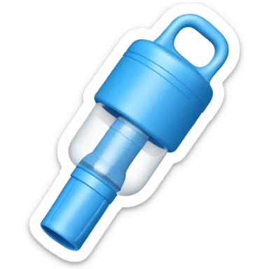 Blue plastic mouthpiece for VO2 max testing with breathing valve, exercise laboratory equipment sticker