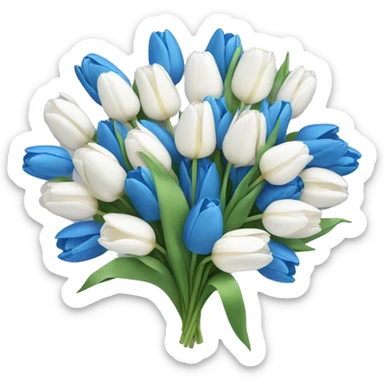 white and blue tulip bouquet  sticker