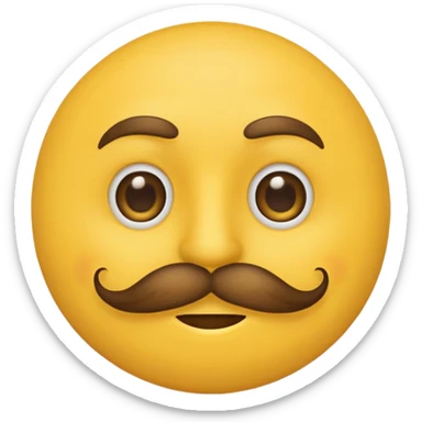 Mustache on a normal  yellow smiley with no dimple and more masculine expression  and regular eyes  sticker