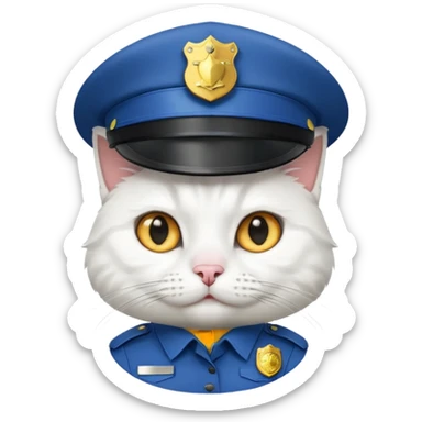 white cat police sticker