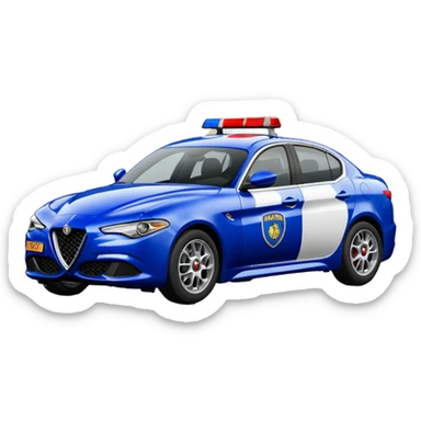 crea auto di servzio alfa romeo giulia tutta blu scuro con la scritta sul lato polizia penitenziaria  sticker