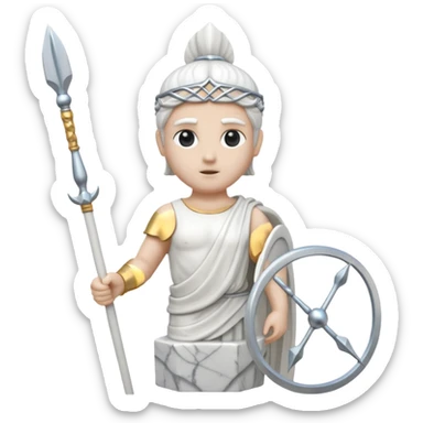 a greek white marble statue holding a marble trident. entirely make of marble. only white color no other color sticker