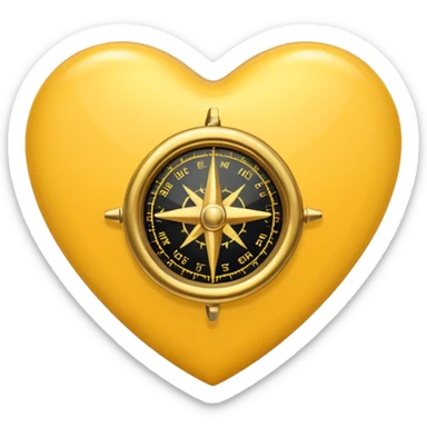 yellow heart with a compass sticker