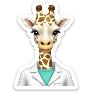 white clothed giraffe holding a smartphone and a ruler in her hands  sticker
