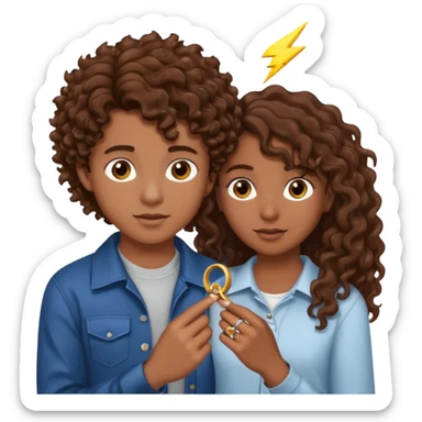 a 15 year old girl with brown curly hair but she has lightnings in it with a brown haired boy who gave her a promise ring sticker