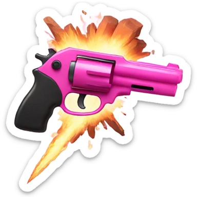 Pink Gun pointed at exploding rock sticker