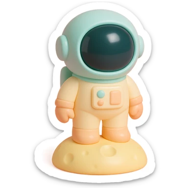 astronaut standing on the moon with visible lunar surface details sticker