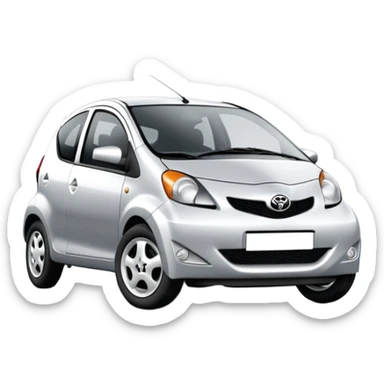 2008 silver Toyota Aygo with dead eyes sticker