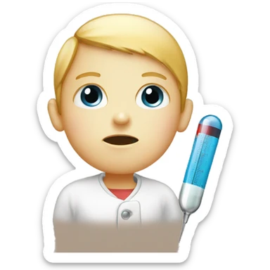 sick child, thermometer with high temperature sticker