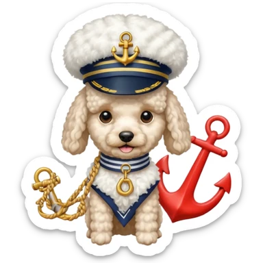 poodle with an anchor sticker