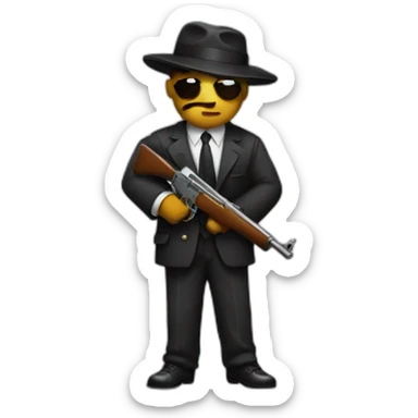 Mafia with tommy gun sticker