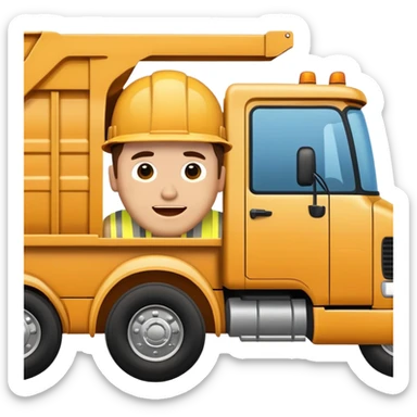 Dump truck with man’s head winking outside drivers window sticker