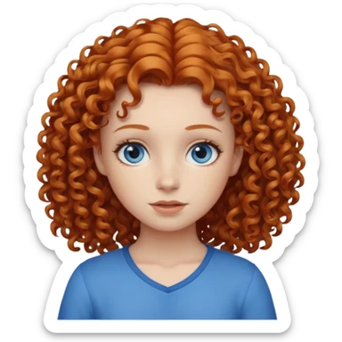 Girl with curly ginger hair blue eyes sticker