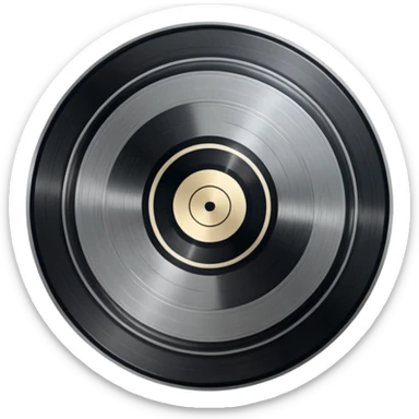 A dark metal platinum music award plaque The center features a relief of a or stylized vinyl record in a slightly darker metallic tone sticker