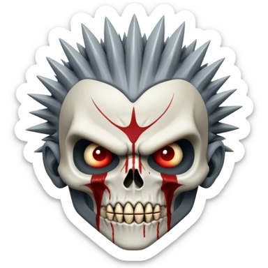 scarred bony warrior face, tarkatan baraka, bloody, spiky bones sticker