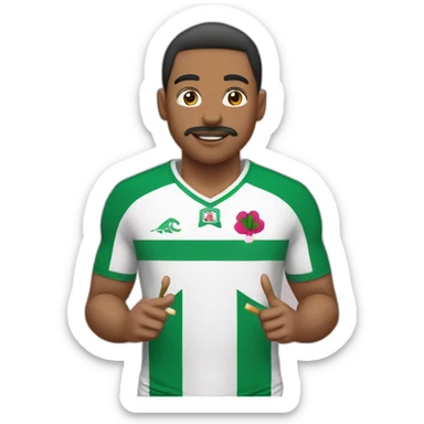 garcon avec un maillot de l'algerie rose et une cigarette eloectonique sticker