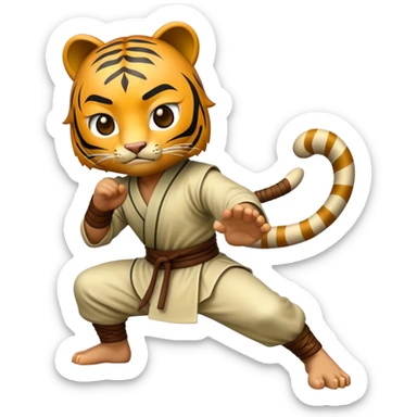 Cinematic Realistic Crouching Tiger, Hidden Dragon Pop Culture Emoji, showcasing a mystical portrayal of ancient martial arts rendered with dynamic textures and epic lighting. sticker