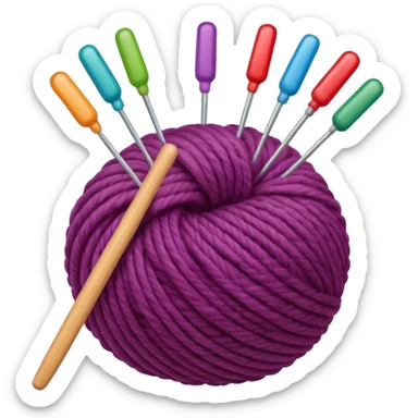 ball of wool with knitting needles sticker
