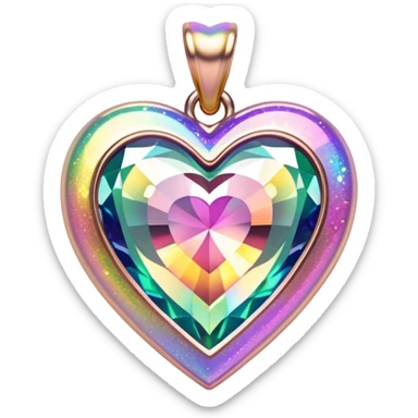 heart shaped mystic topaz holographic charm with rainbow sparkles sticker