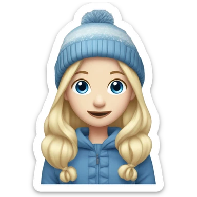 winter, christmas, long blonde hair, girl, blue eyes, child, full body sticker