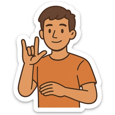flat toon style young deaf man sticker