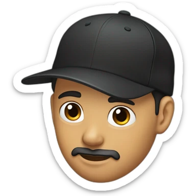 young man with a ponytail, a black cap, a mustache and a brown beard. he has an earring in both ears sticker