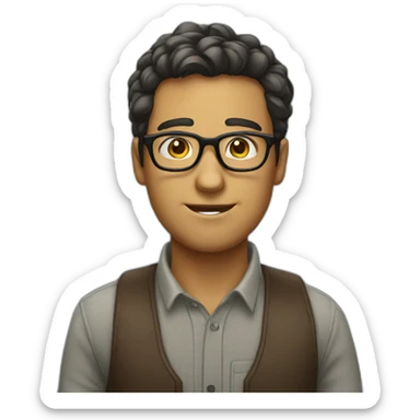 nerd guy with glasses sticker