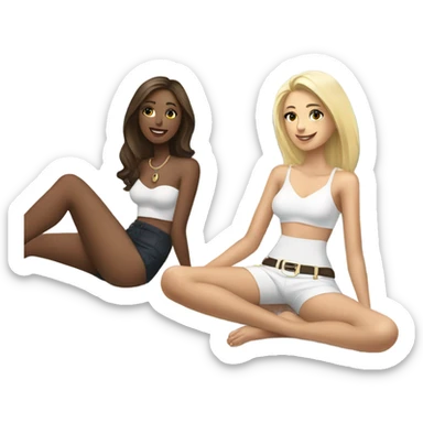 Brunette ang blonde girls on a yacht  sticker