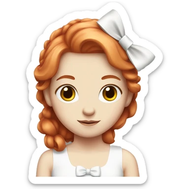 Red-haired girl with white bow in hair with pale skin sticker