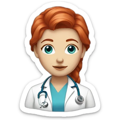 Female doctor red hair blue eyes sticker