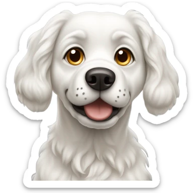 guilty white gold dog with a curly tail  sticker