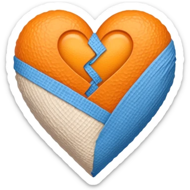 Half blue half orange heart split vertically add a bandage wrapped around the heart  sticker