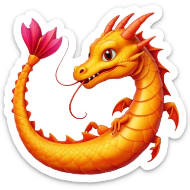 a dragon and a shrimp are friends sticker