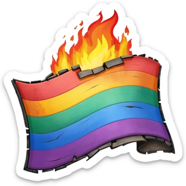 destroyed by fire lgbt flag  sticker