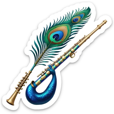 Peacock feather with a flute sticker
