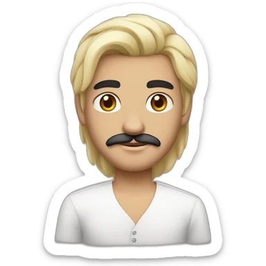 white skin indian in plain white shirt with sleeve up and cool medium length black hair and mustach avatar sticker