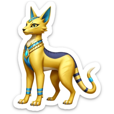 Modern anthropomorphic furry futuristic shiny colorful Bastet-Anubis-Lombax-Zeraora-Renamon-fusion (full body) sticker