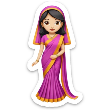 A 3D cartoon folded saree with matching blouse piece beside it, bright fabric texture, soft shadow, Memoji-style realism. sticker
